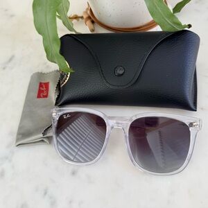 Ray-Ban Clear Frame Sunglasses with Gradient Purple-Gray Lenses